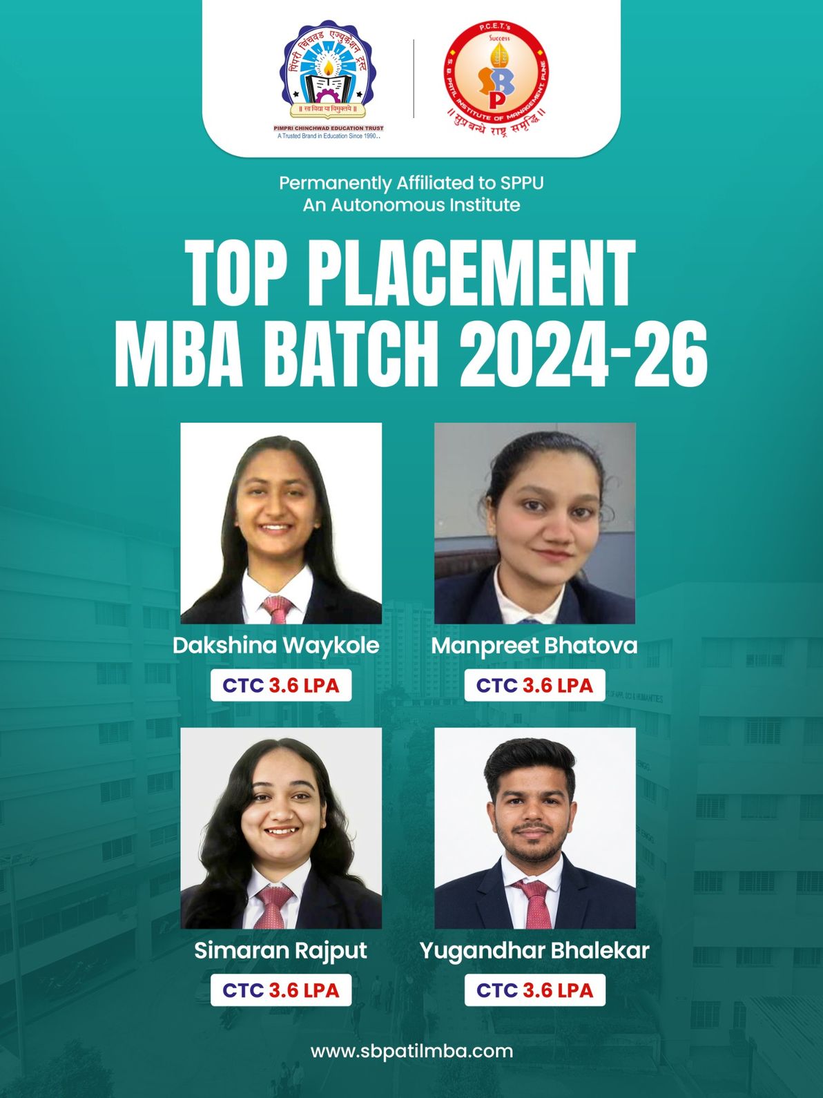 Top placement 2024-26, SBPIM